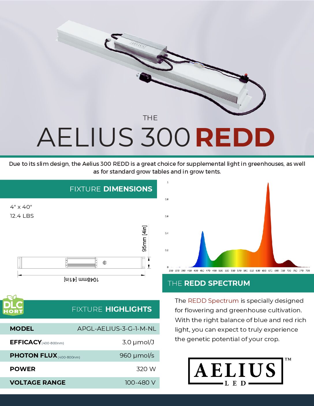 Aelius 300 REDD Spec Sheet